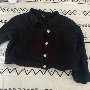 Cropped black jean jacket